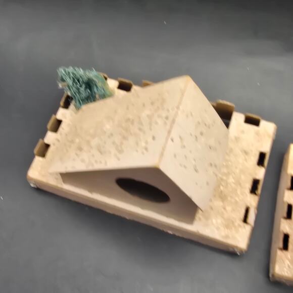 Vintage Paper Putz Houses Set of 4 Glitter Mica Christmas Village - Picture 8 of 11